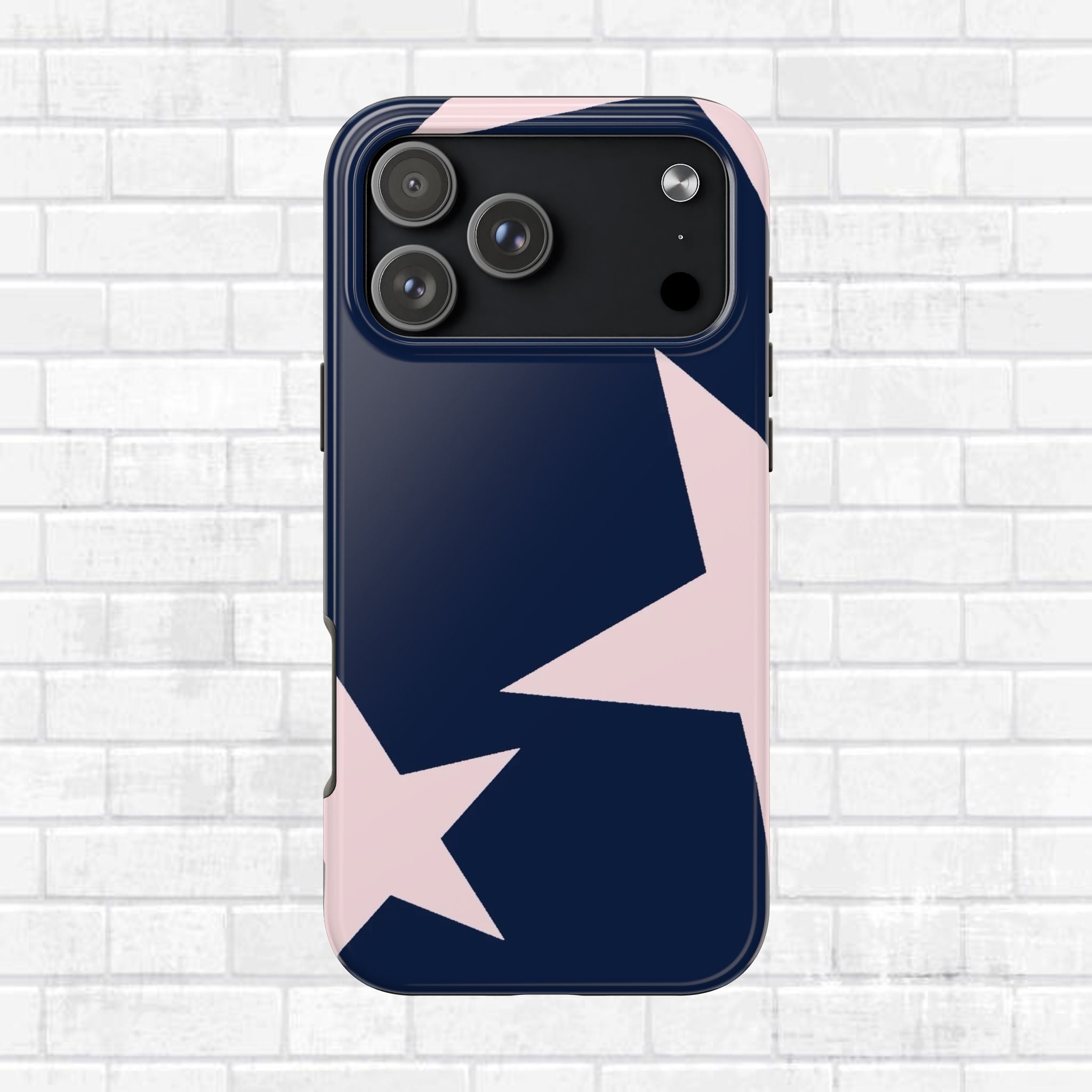 Navy Light Pink Stars Phone Case