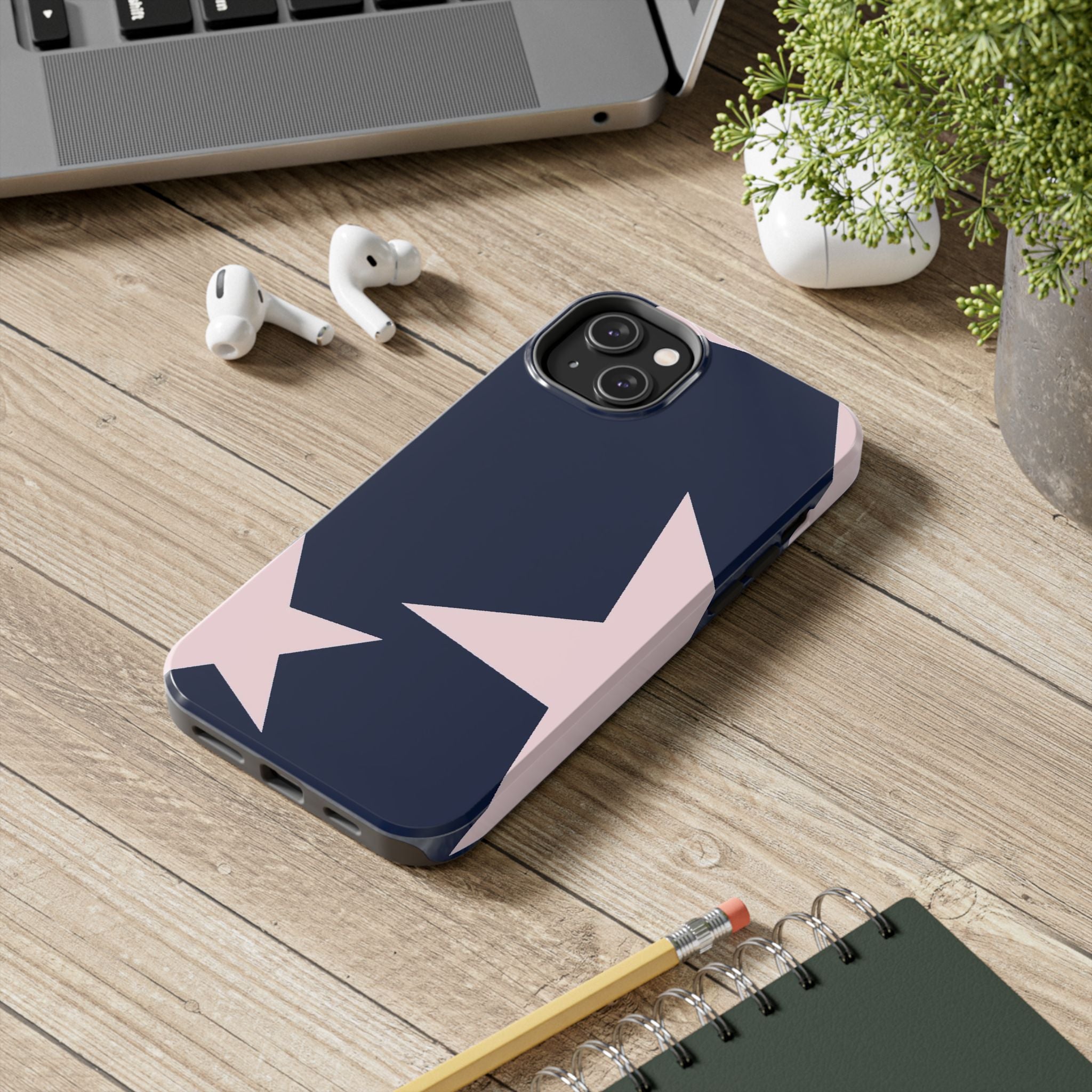 Navy Light Pink Stars Phone Case