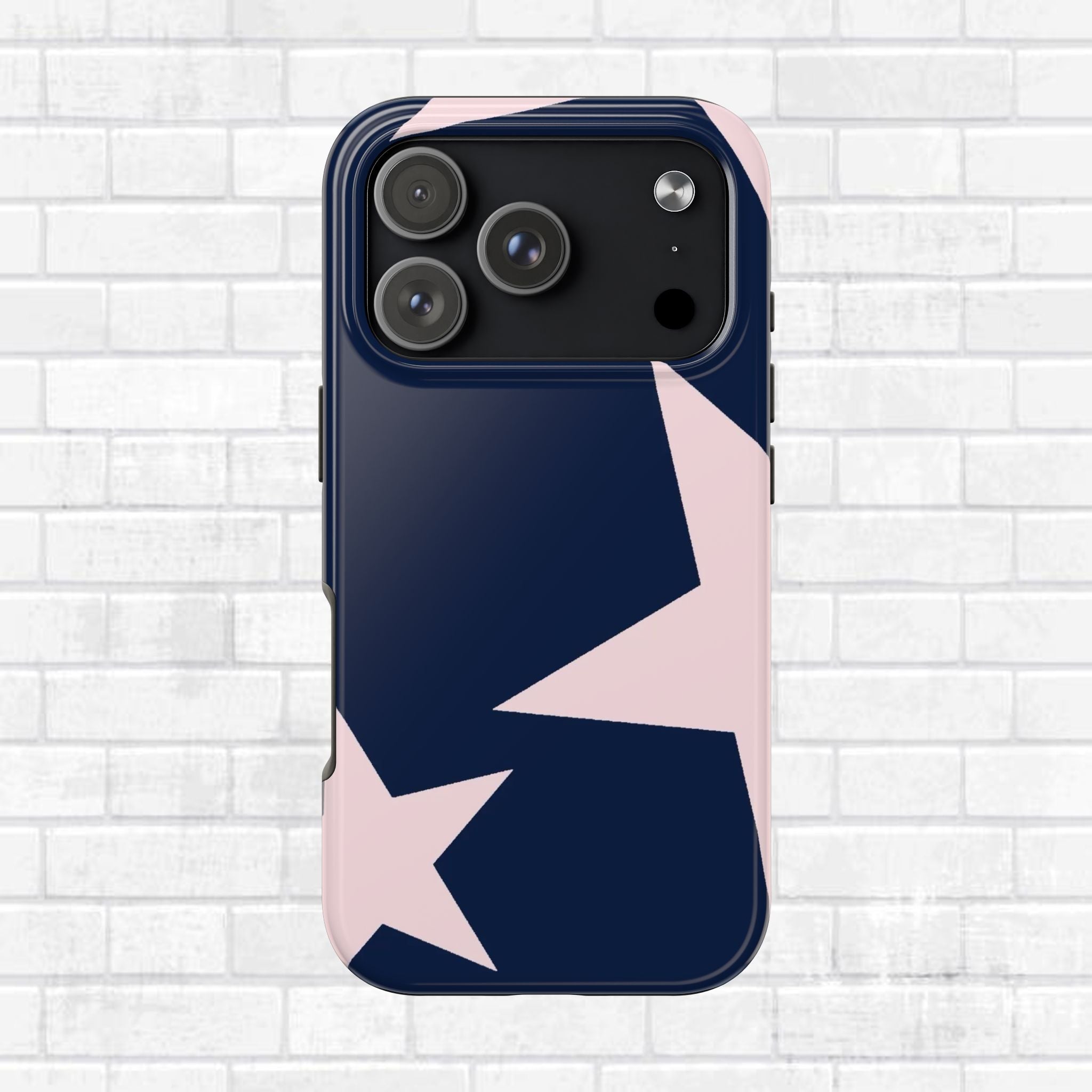 Navy Light Pink Stars Phone Case