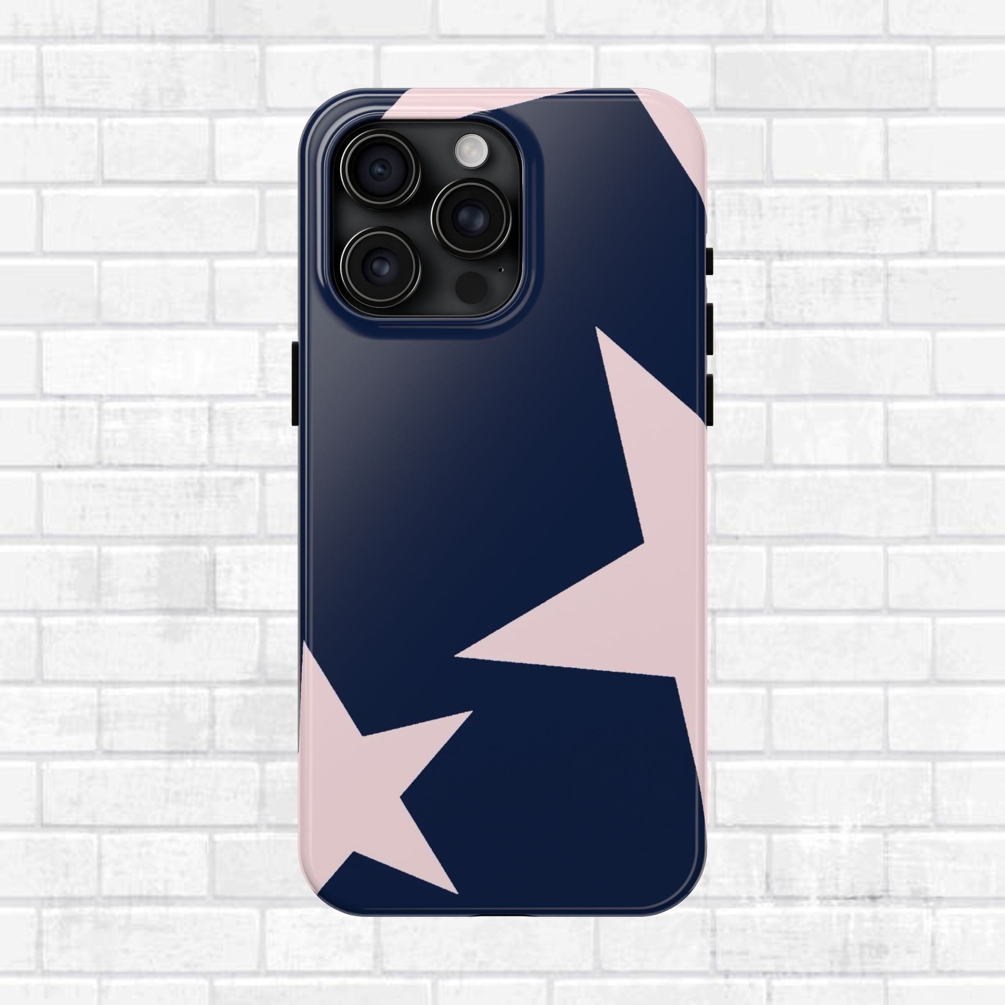 Navy Light Pink Stars Phone Case