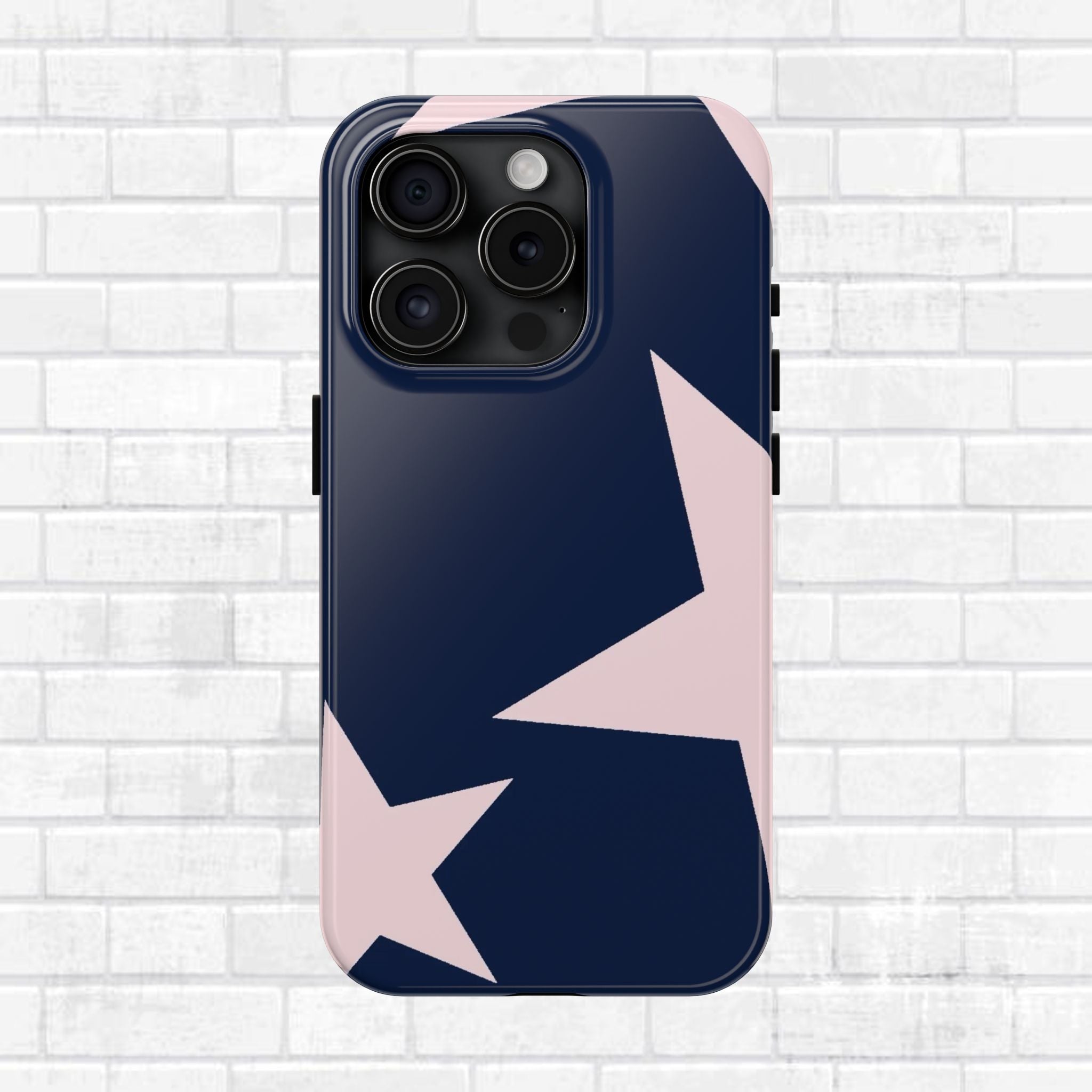 Navy Light Pink Stars Phone Case